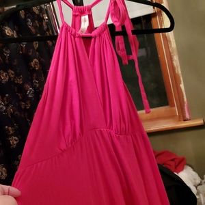 Hot pink stretch maxi with one shoulder tie